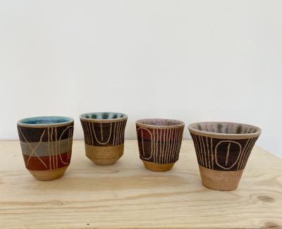 Bruno Gambone SET OF FOUR BRUNO GAMBONE CERAMIC CUPS