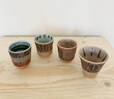 Bruno Gambone SET OF FOUR BRUNO GAMBONE CERAMIC CUPS