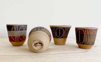 Bruno Gambone SET OF FOUR BRUNO GAMBONE CERAMIC CUPS