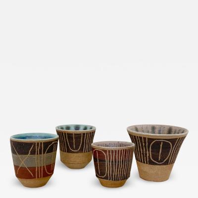 Bruno Gambone SET OF FOUR BRUNO GAMBONE CERAMIC CUPS