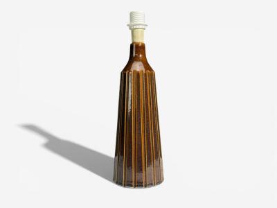 Bruno Karlsson Large Table Lamp Brown Stoneware Sweden 1960s