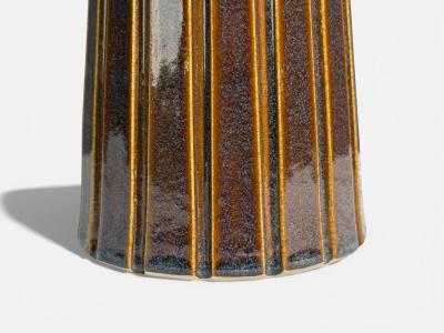 Bruno Karlsson Large Table Lamp Brown Stoneware Sweden 1960s