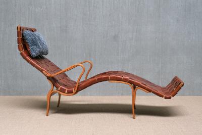 Bruno Mathsson Bruno Mathsson Pernilla 3 Chaise Longue in Brown Leather Karl Mathsson 1944