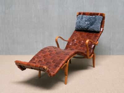 Bruno Mathsson Bruno Mathsson Pernilla 3 Chaise Longue in Brown Leather Karl Mathsson 1944