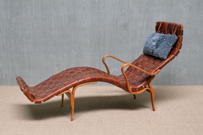 Bruno Mathsson Bruno Mathsson Pernilla 3 Chaise Longue in Brown Leather Karl Mathsson 1944