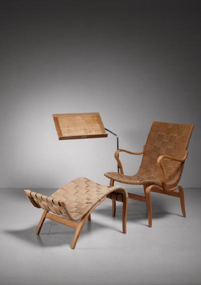 Bruno Mathsson Bruno Mathsson reading chair Eva with ottoman Sweden 1940s