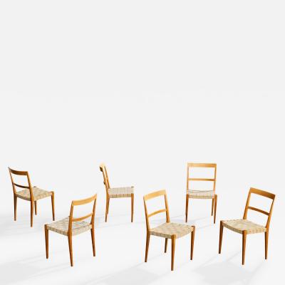 Bruno Mathsson Dining Room Chairs with Birch and Webbing Sweden 1965