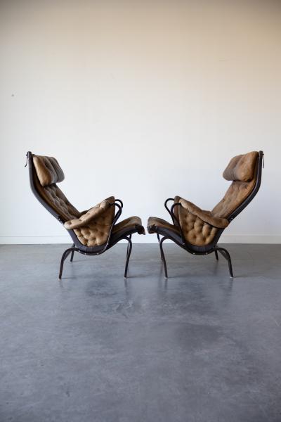 Bruno Mathsson Pernilla Leather Lounge Chairs by Bruno Mathsson for DUX