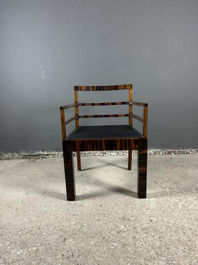 Bruno Paul 1930s Bruno Paul exceptional pair Rationalist armchairs in Macassar Ebony