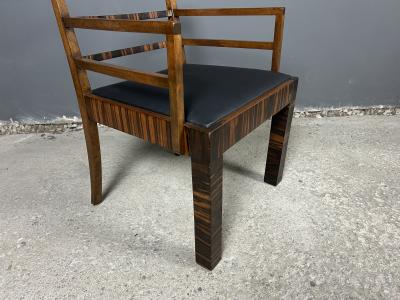 Bruno Paul 1930s Bruno Paul exceptional pair Rationalist armchairs in Macassar Ebony