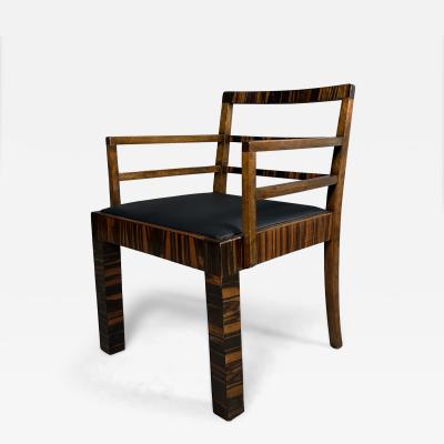 Bruno Paul 1930s Bruno Paul exceptional pair Rationalist armchairs in Macassar Ebony