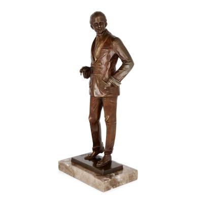 Bruno Zach Patinated bronze Art Deco figural sculpture signed by Bruno Zach
