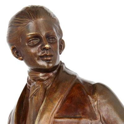 Bruno Zach Patinated bronze Art Deco figural sculpture signed by Bruno Zach