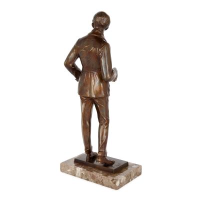 Bruno Zach Patinated bronze Art Deco figural sculpture signed by Bruno Zach