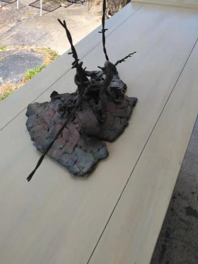 Bruny Graves Raku Sculpture Separation Anxiety by Bruny Graves