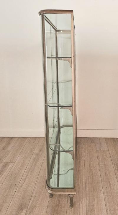 Brushed Steel Mirrored French Display Case Vitrine circa 1920