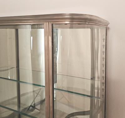 Brushed Steel Mirrored French Display Case Vitrine circa 1920