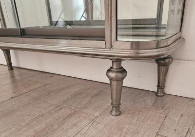 Brushed Steel Mirrored French Display Case Vitrine circa 1920