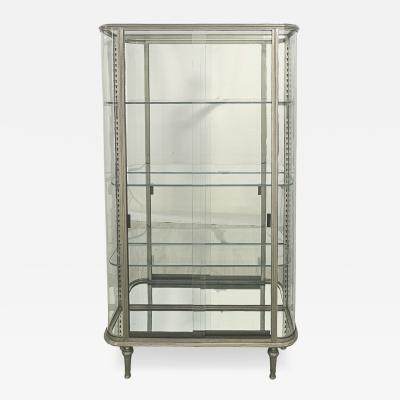 Brushed Steel Mirrored French Display Case Vitrine circa 1920