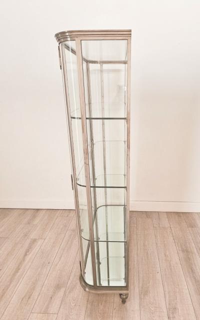 Brushed Steel Mirrored French Display Case Vitrine circa 1920