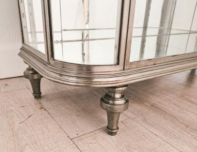 Brushed Steel Mirrored French Display Case Vitrine circa 1920