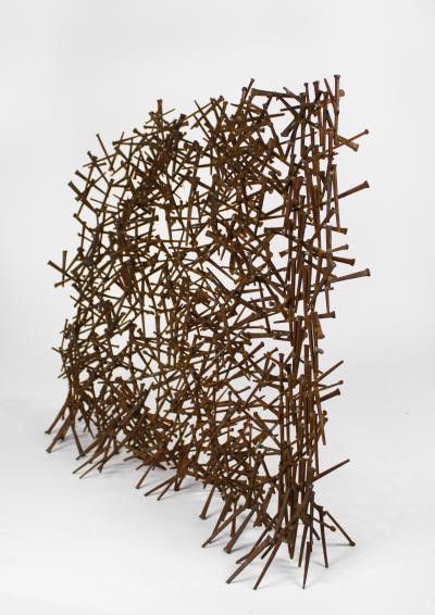 Brutalist Abstract Nail Sculpture in the Style of Harry Bertoia