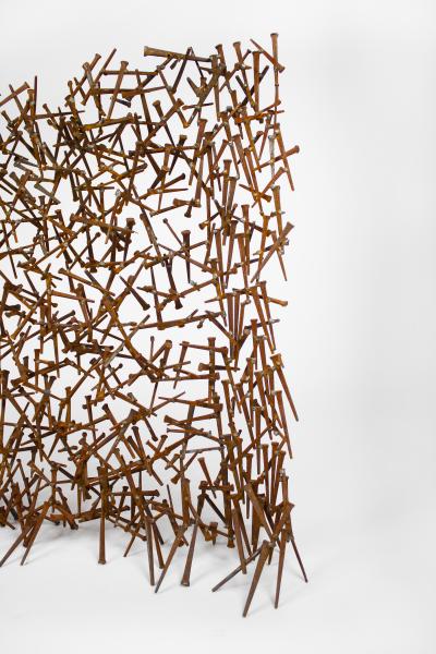 Brutalist Abstract Nail Sculpture in the Style of Harry Bertoia