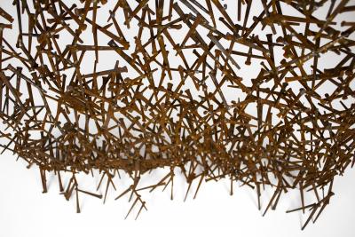 Brutalist Abstract Nail Sculpture in the Style of Harry Bertoia