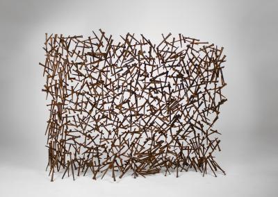 Brutalist Abstract Nail Sculpture in the Style of Harry Bertoia