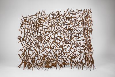 Brutalist Abstract Nail Sculpture in the Style of Harry Bertoia