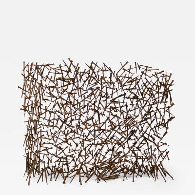 Brutalist Abstract Nail Sculpture in the Style of Harry Bertoia