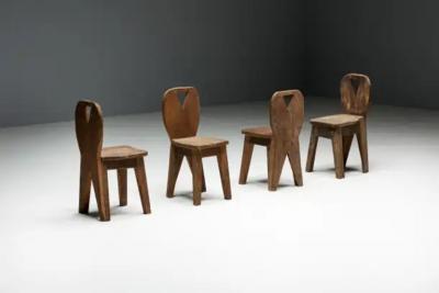 Brutalist Art Populaire Mountain Chairs France 1950s