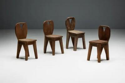 Brutalist Art Populaire Mountain Chairs France 1950s