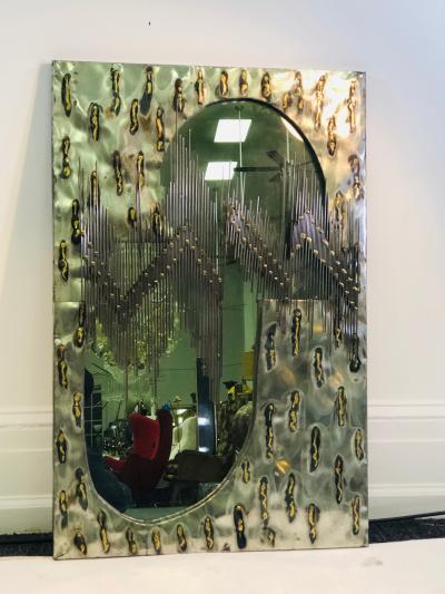 Brutalist Artisan Mirror with Welded Rods