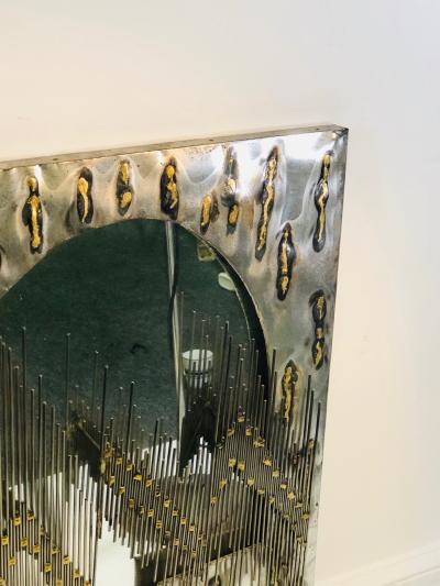 Brutalist Artisan Mirror with Welded Rods