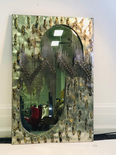 Brutalist Artisan Mirror with Welded Rods