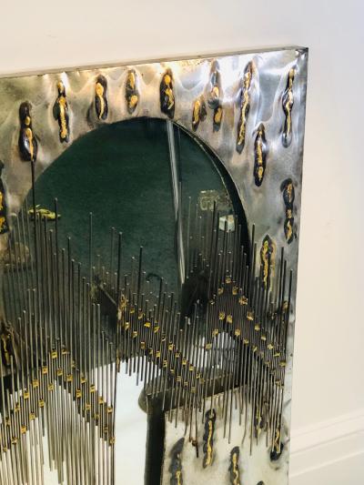 Brutalist Artisan Mirror with Welded Rods