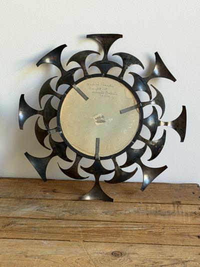 Brutalist Bent Metal Sunburst Mirror 1974
