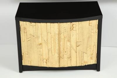 Brutalist Black Lacquer Gold Leaf Night Stands