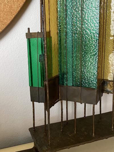 Brutalist Bronze and Glass Sculpture