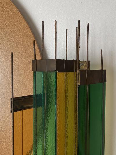 Brutalist Bronze and Glass Sculpture