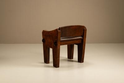 Brutalist Bulky Artisanal Chair in Wood 1960s