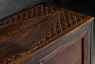 Brutalist Cabinet with Leather Clad Doors Africa Mid 20th Century