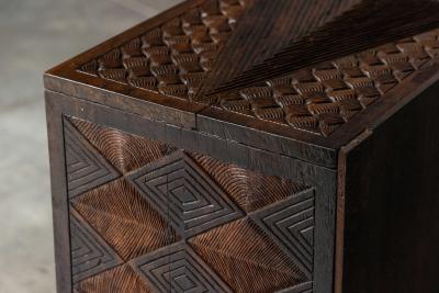 Brutalist Cabinet with Leather Clad Doors Africa Mid 20th Century