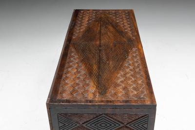Brutalist Cabinet with Leather Clad Doors Africa Mid 20th Century