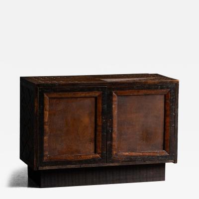 Brutalist Cabinet with Leather Clad Doors Africa Mid 20th Century