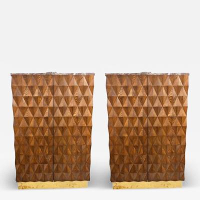 Brutalist Cabinets in Wood and Rosso Levanto Marble