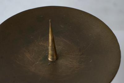 Brutalist Candle Holder in Patinated Sand Cast Brass 1960s