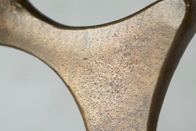 Brutalist Candle Holder in Patinated Sand Cast Brass 1960s