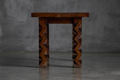 Brutalist Carved Wood Console Table France 1960s